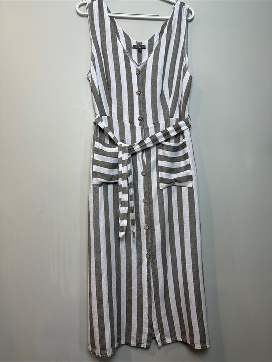 Dresses & Skirts - Italy 100% linen dress striped sleeveless pockets minimalist vacation resortwear